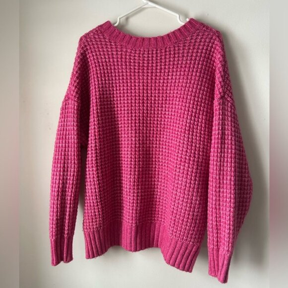 American Eagle Whoa So Cozy Waffle V-Neck Knit Sweater - Picture 2 of 3